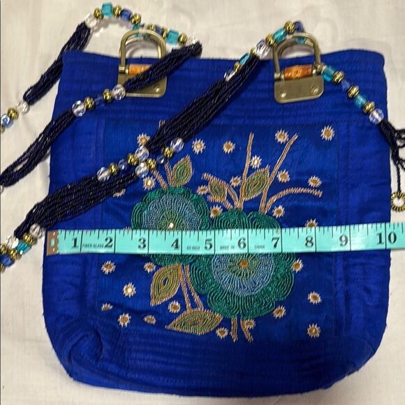 Vibrant Blue and Green Embroidered Crossbody Bag - Picture 8 of 8